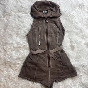 Dolls Kill Darker Wave XS Brown Romper One Piece  Wasteland Apocalyptic Dune